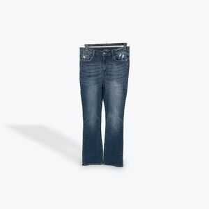Judy Blue Women's Slim Bootcut Jeans Size 11/30 Dark Wash Distressed‎